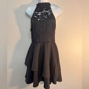 Glare Black Lace Halter Dress – Size L